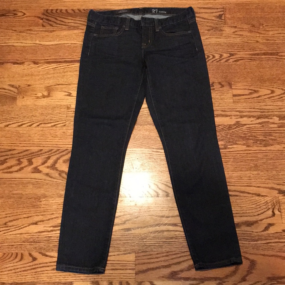 Jcrew dark wash toothpick jeans, size 27 ankle